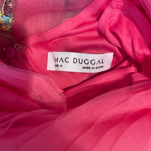 Mac Duggal Pink Flutter Ruffle Sleeve Tiered Dress - Picture 7 of 7